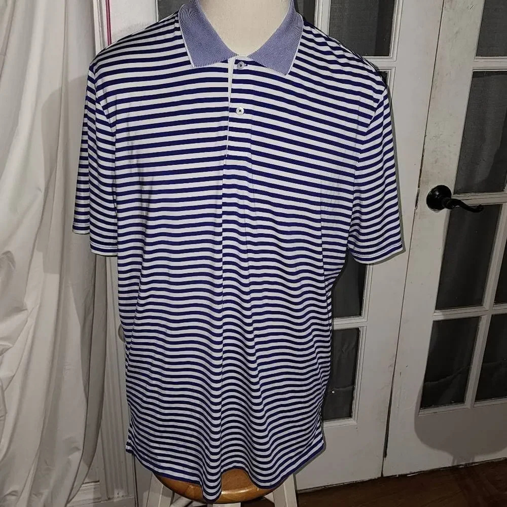 RLX Ralph Lauren Mens Purple White Striped Polo Golf Shirt XL